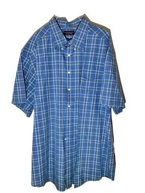 Roundtree & Yorke Men's Short Sleeve Plaid Button Down Shirt 3XT